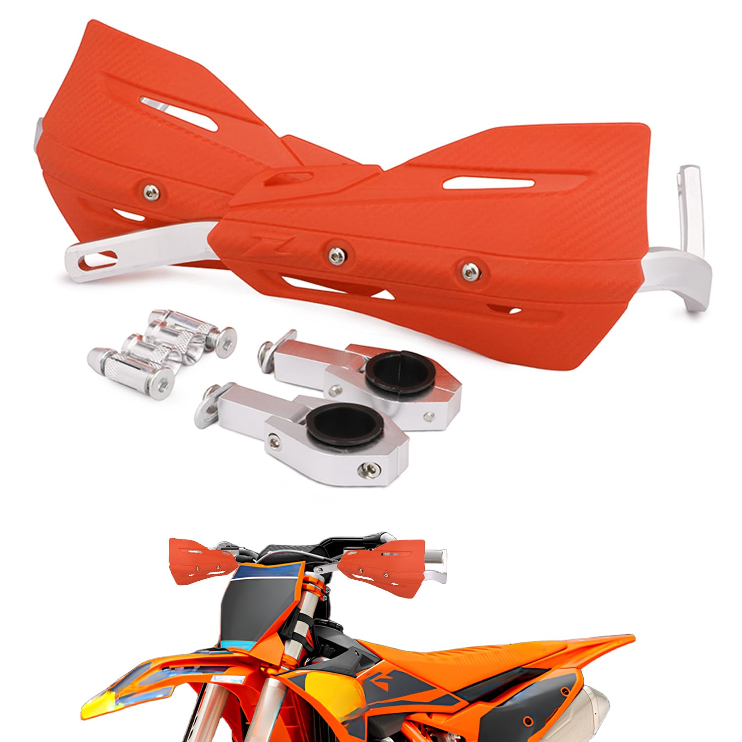 JFG RACING Dirt Bike Handguards,Motorcycle 7/8'' and 1 1/8'' Hand Guards Aluminum Universal for Dirt Pit Bike MX Motocross Supermoto Racing ATV Quad KAYO - Orange