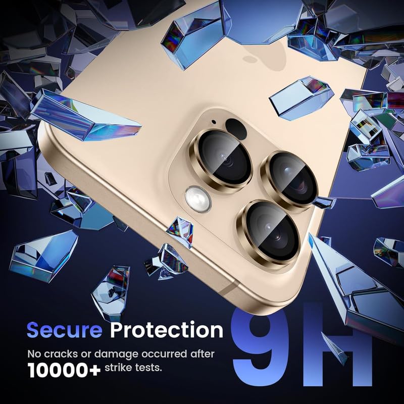 Image of Skinomi Camera Lens Protector Compatible with iPhone 16 Pro / 16 Pro Max [Anti-Scratch] Premium Tempered Glass Film Aluminum Alloy Lens Ring Cover -Desert Titanium
