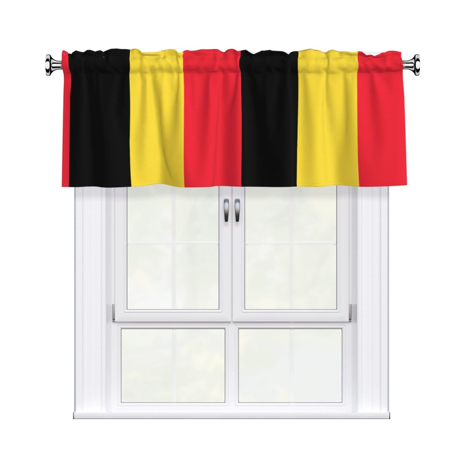 YYHHAOFA Flag of Belgium Prints Durable Kitchen Window Layer – 54x18 Inch 100% Polyester Valance with Precision Construction