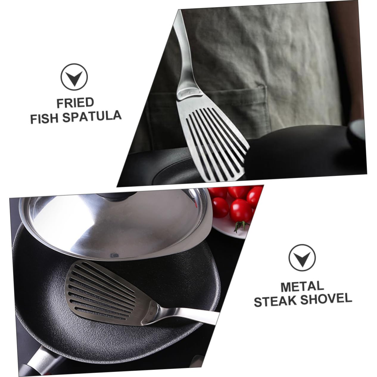 MAGICLULU 3stücke Edelstahl Pfannenwender Mit Schlitz Edelstahl Langlebig Und Rostfrei Zum Wenden Von Steak Fisch Und Pizza Leicht Zu Reinigen Hitzebeständig Praktische Lange