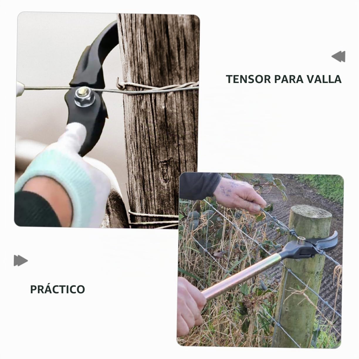 Herramienta para Tensar Vallas de Acero, Tensor de Alambre para Cercas de Púas y Portátil para Vallado de Jardín y Cercas Agrícolas