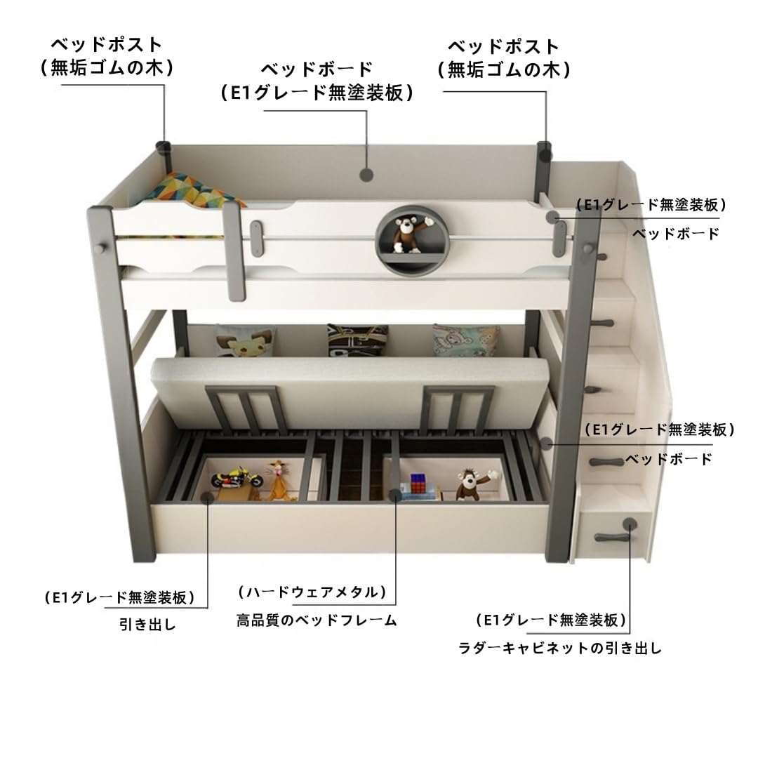 Amazon｜lzysmxw ロフトベッド 【 ハイタイプ 】 システムベッド 大人