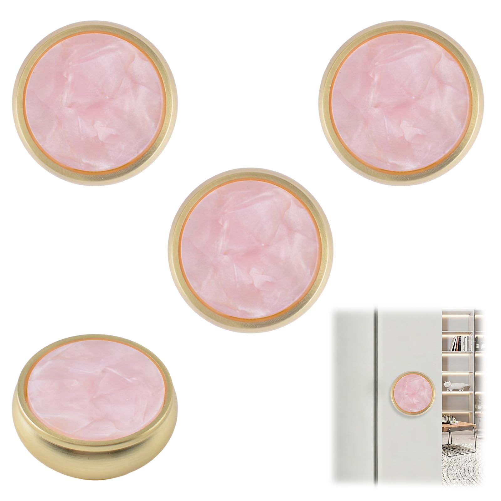 MOROBOR Round Sliding Door Pulls, 4 Pack Self-Stick Finger Pull Handle Modern Instant Creative Single Hole Zinc Alloy Knobs for Sliding Doors Wardrobe Drawer Cabinet — image 1