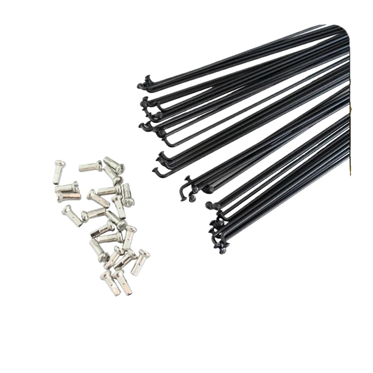 36 radios de acero para bicicleta de montaña/carretera, 14G, color negro, 170 mm-300 mm