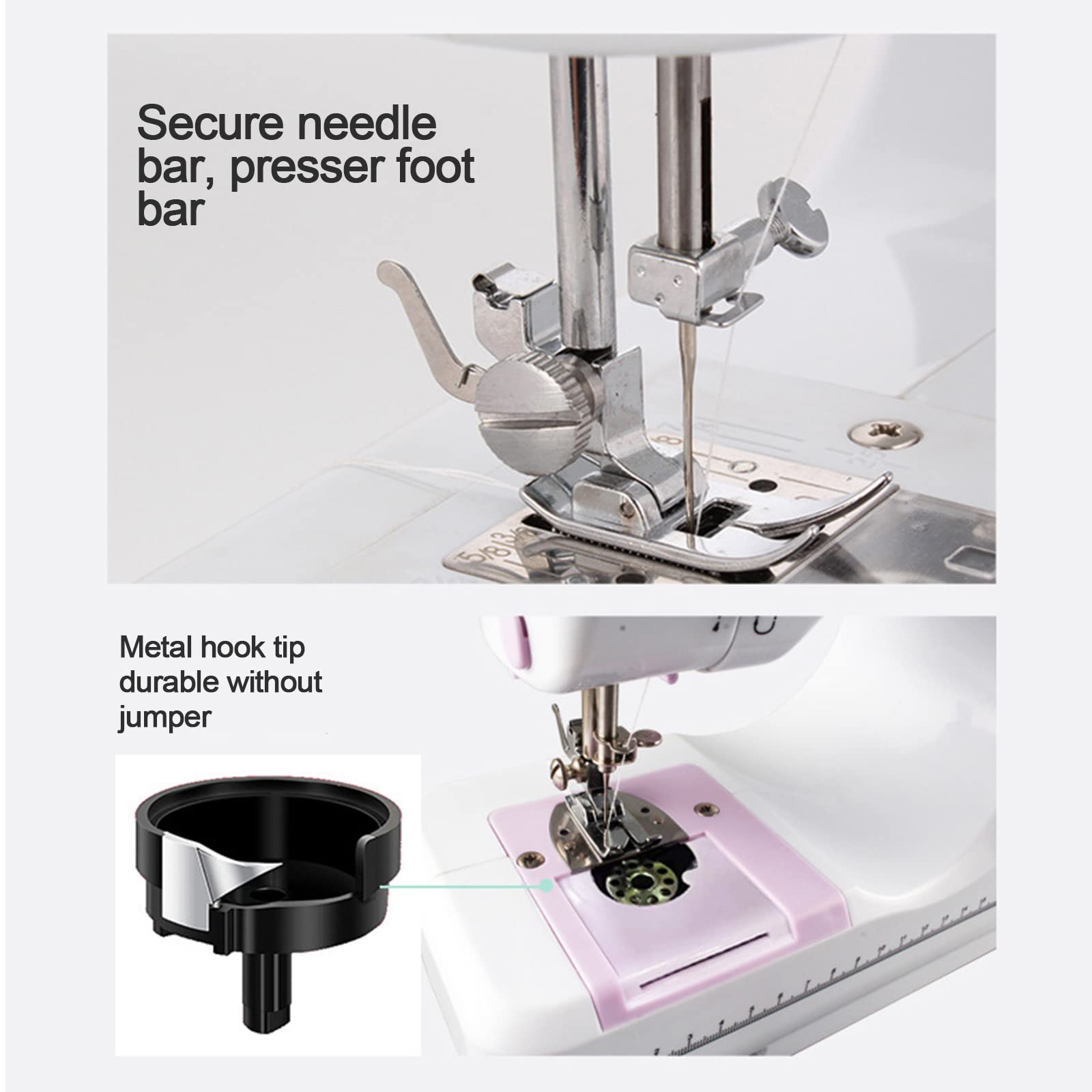 505A Elektrische Nähmaschine Mit 12 Stichmustern, Fußpedal, Nähzubehör-Set, Mini Haushalt Doppelfaden-Nähmaschine, Sewing Machine für Anfänger, für Stoffe DIY zu Hause und Outdoor