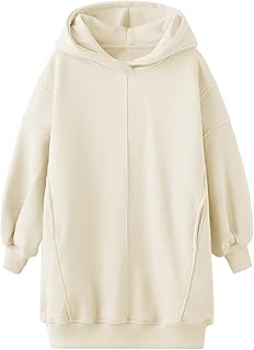 Girls Hoodie Dress Long Sleeve Hooded Sweatshirts Dress Cute Fall Outfits with Pockets 5-14 Years - Buy now