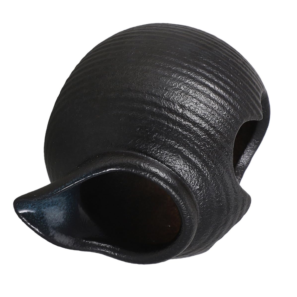 Ceramic Pond Spitter Jug Water Feature, Black Ceramic Pot for Garden