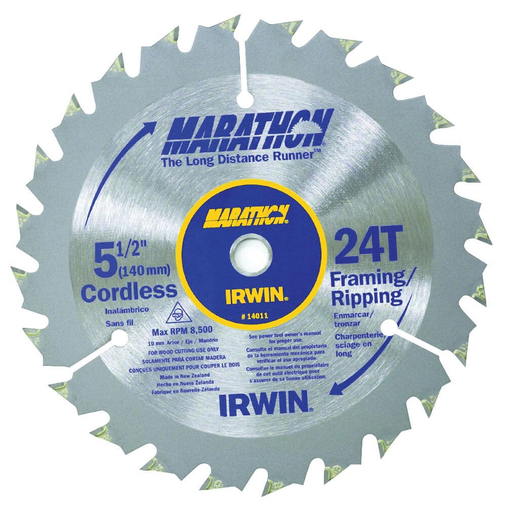 IRWIN Tools MARATHON Carbide Cordless Circular Saw Blade, 5 1/2-Inch, 24T Carded (14011)