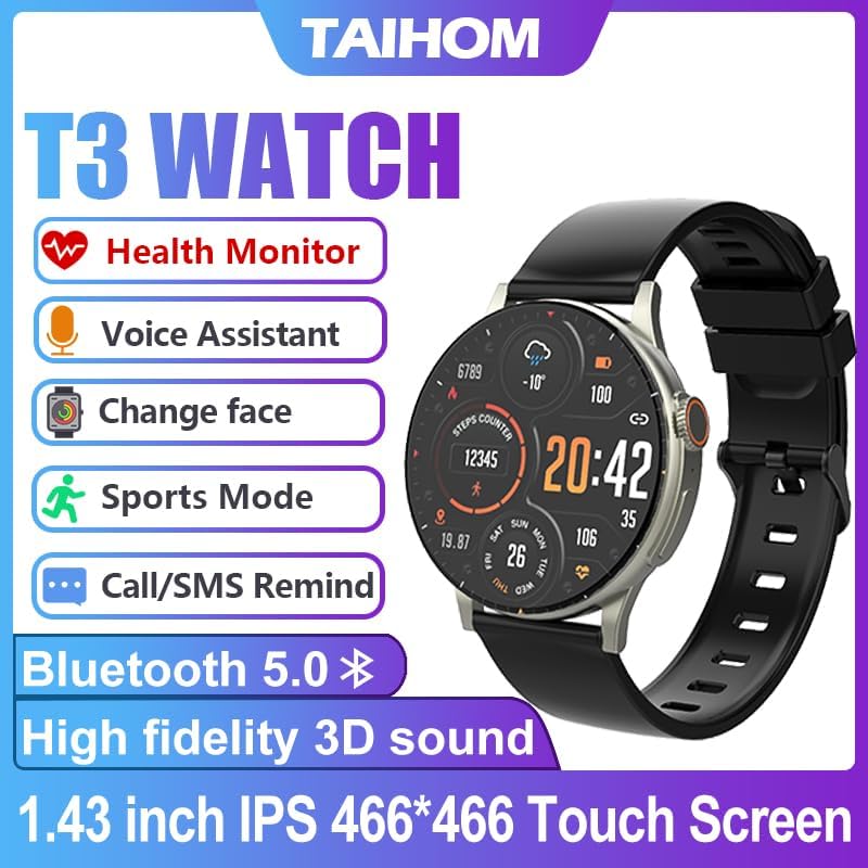 Miniatura 2 de TAIHOM ELECTRIC Reloj inteligente (respuestahacer llamadas), pantalla AMOLED de 1.43 pulgadas, relojes inteligentes para mujereshombres, modos