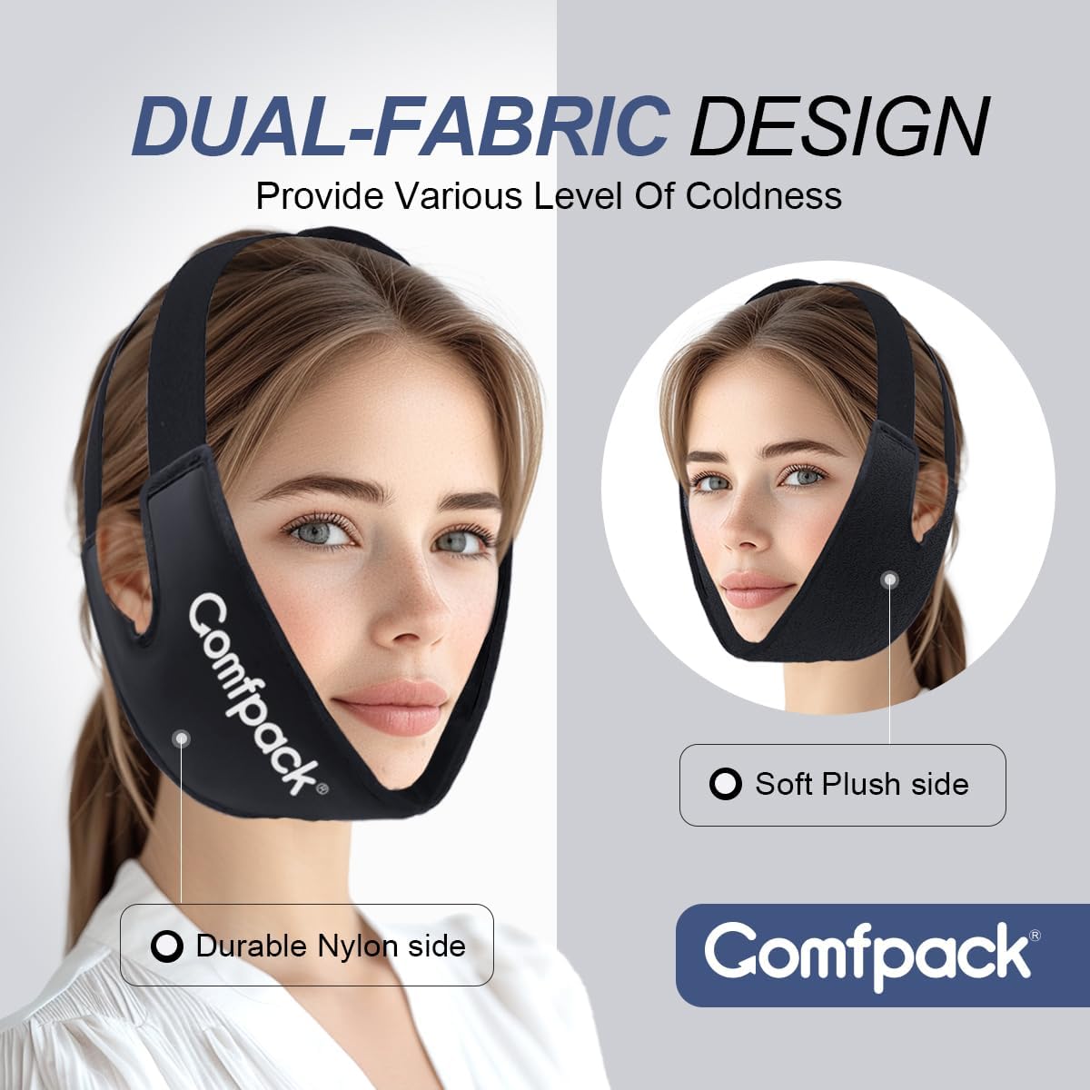 Comfpack Wisdom Teeth Ice Pack with Exposed Ear Design, 2PCS Large Face Ice Pack with Soft Plush for TMJ, Jaw Pain, Tonsillectomy, Oral Surgery, Face Swelling, Cosmetic Recovery