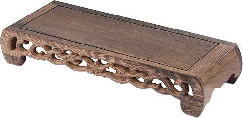 LINRUI Small Altar Table, Meditation Table Altar, Hand Carved Natural Brown Wooden Witch Altar, Witchcraft Puja Table Stand Decorative Riser Tray