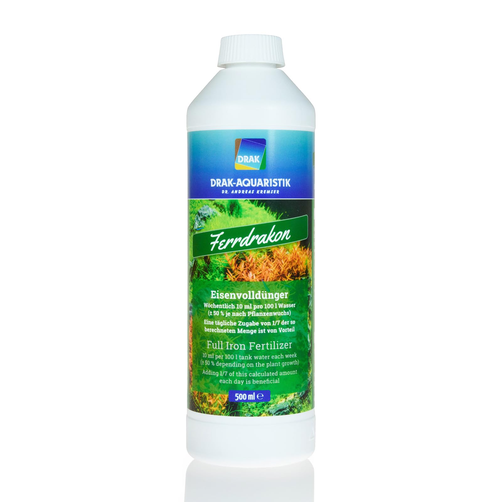 DRAK-Aquaristik Ferrdrakon Fertiglsung 0,5l Eisendnger Aquarium |  Aquarium Pflanzendnger hochkonzentriert | Flssig Dnger fr Intensive  Blattfrbung | Basis-Dngung fr Aquarienpflanzen Wachstum : Amazon.de:  Haustier