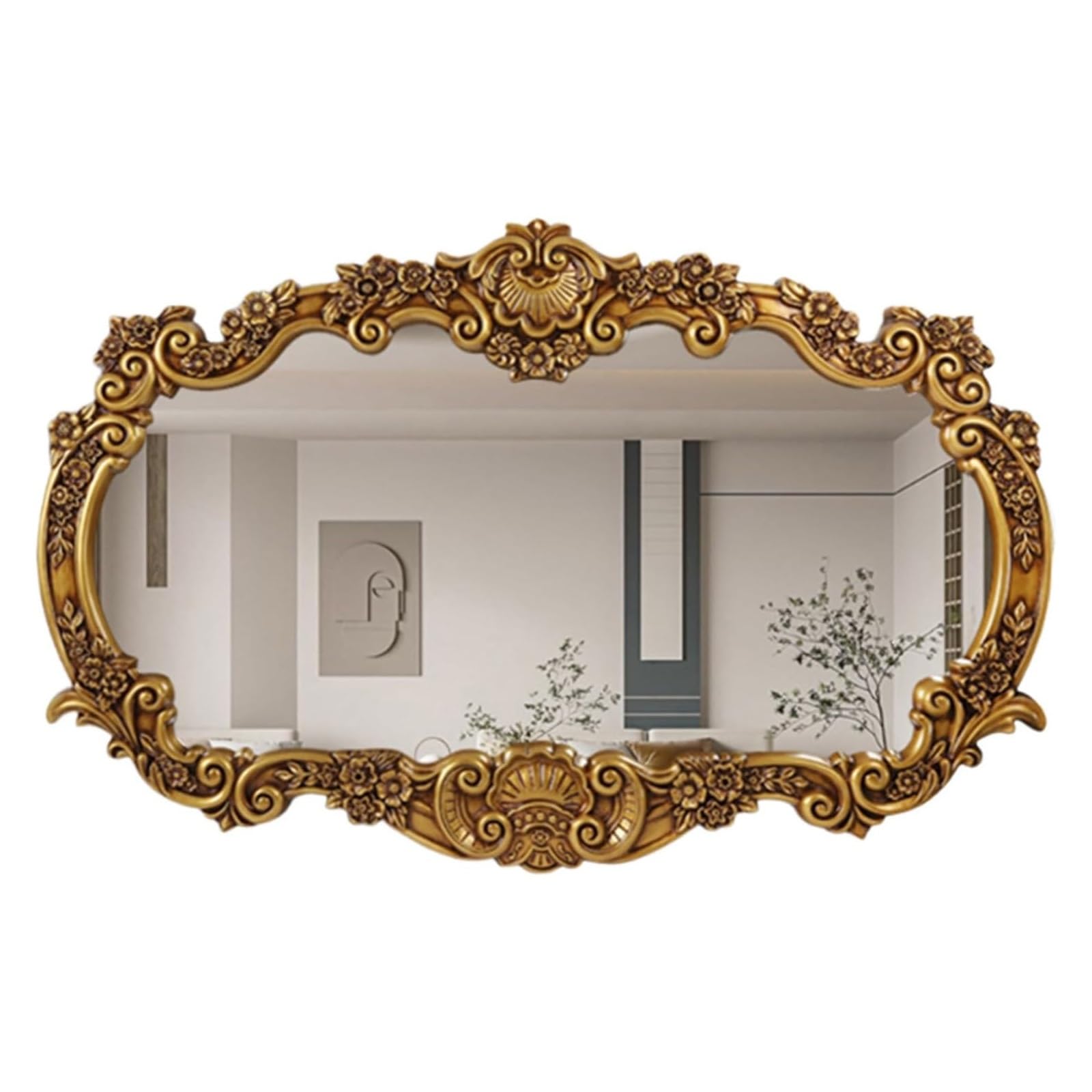 Extra Großer Dekorativer Barockspiegel Mit Rahmen, Spiegel Bad 115x78cm 147x95cm Rechteckiger Badezimmer-Wandspiegel, Horizontal Hängender Vintage-Spiegel Badezimmer，Gold, Silber(Gold)