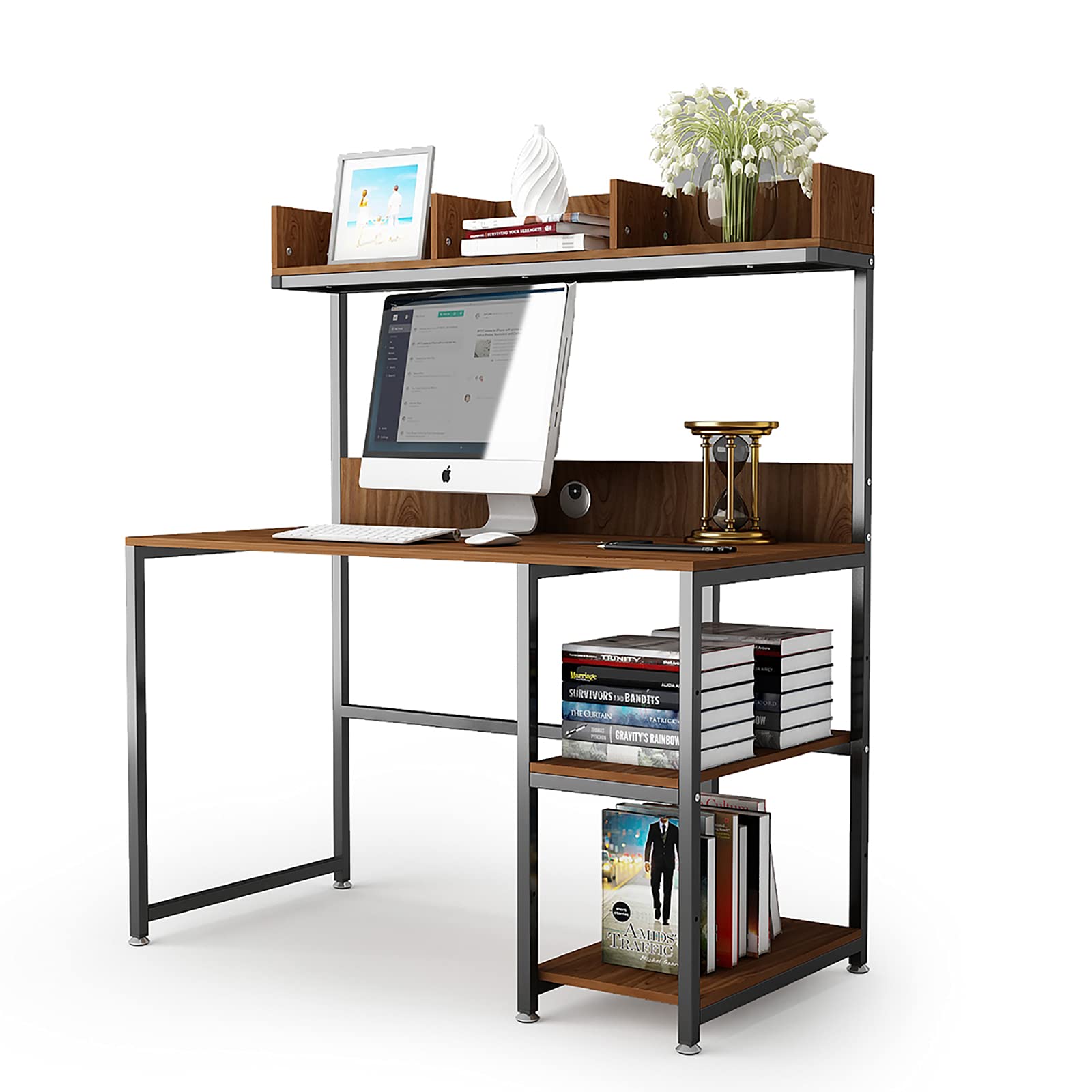 Buy Computer Desk with Storage Shelves，47inch Monitor Stand Study
