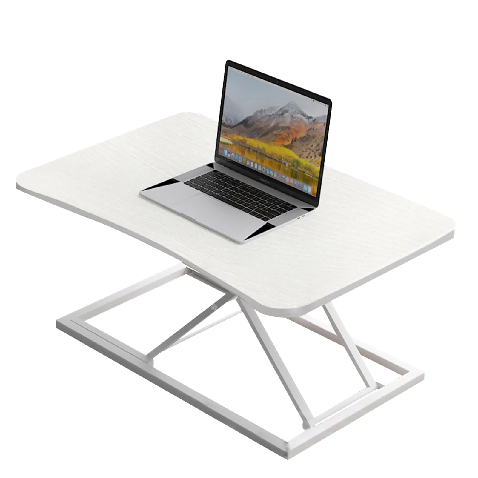 Beauenty 73 * 47CM Sit to Stand Workstation for Laptop, White Hight Adjustable Desk Coverter, Standing Desktop Riser with Gas Spring (White)