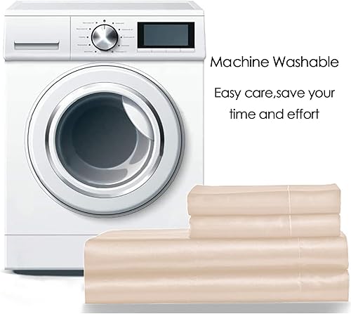 Miniatura 9 de Juego de sábanas de microfibra de 4 piezas, tamaño matrimonial, sábanas planas suaves, cómodas de 1800 hilos de lujo, sábanas bajeras de 21 pulgadas
