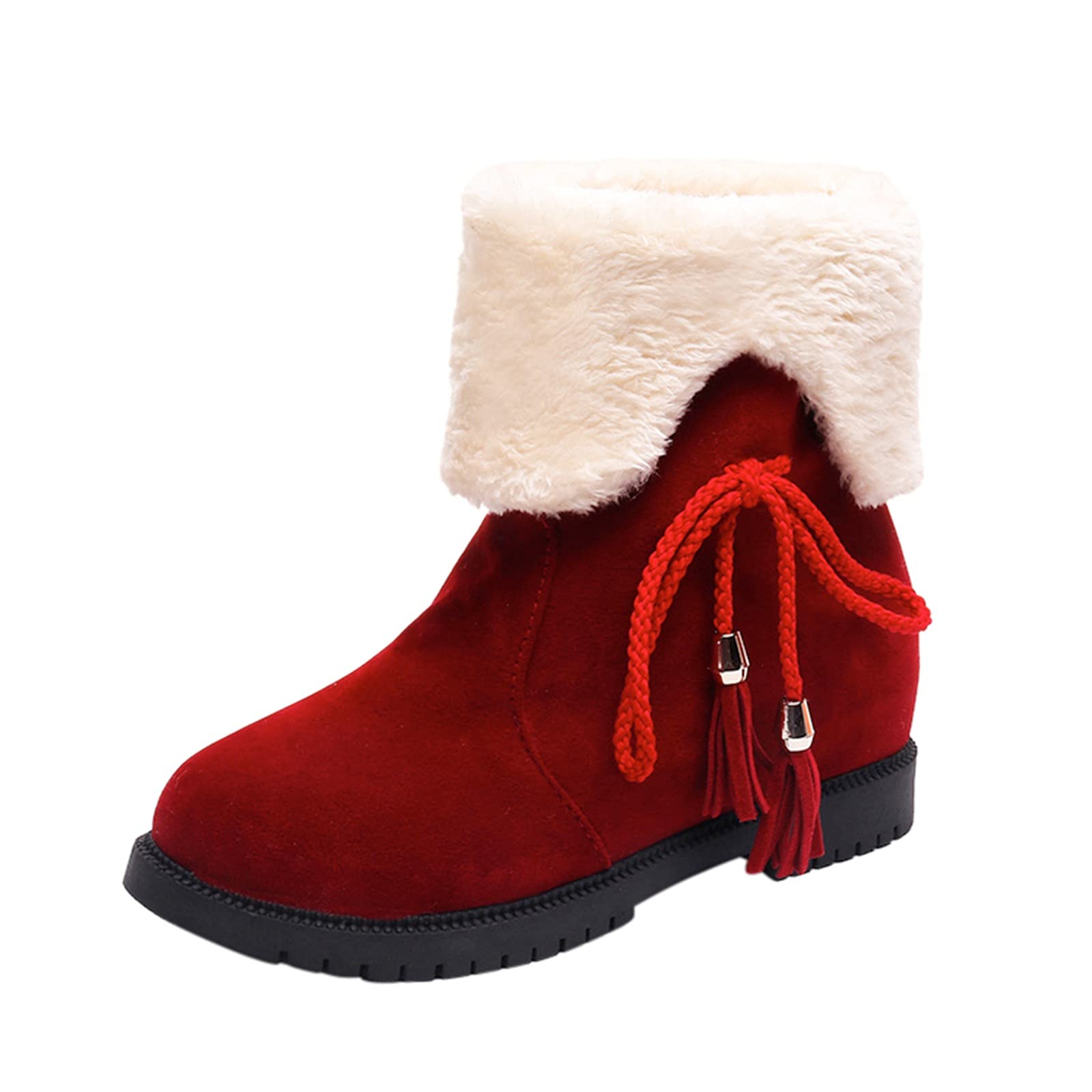 Women's Snow Boots Plus Size Christmas Suede Round Toe Thick Heel Platform  Side Zipper Short Boots Winter Fashion High Heels Shoes Size Ankle