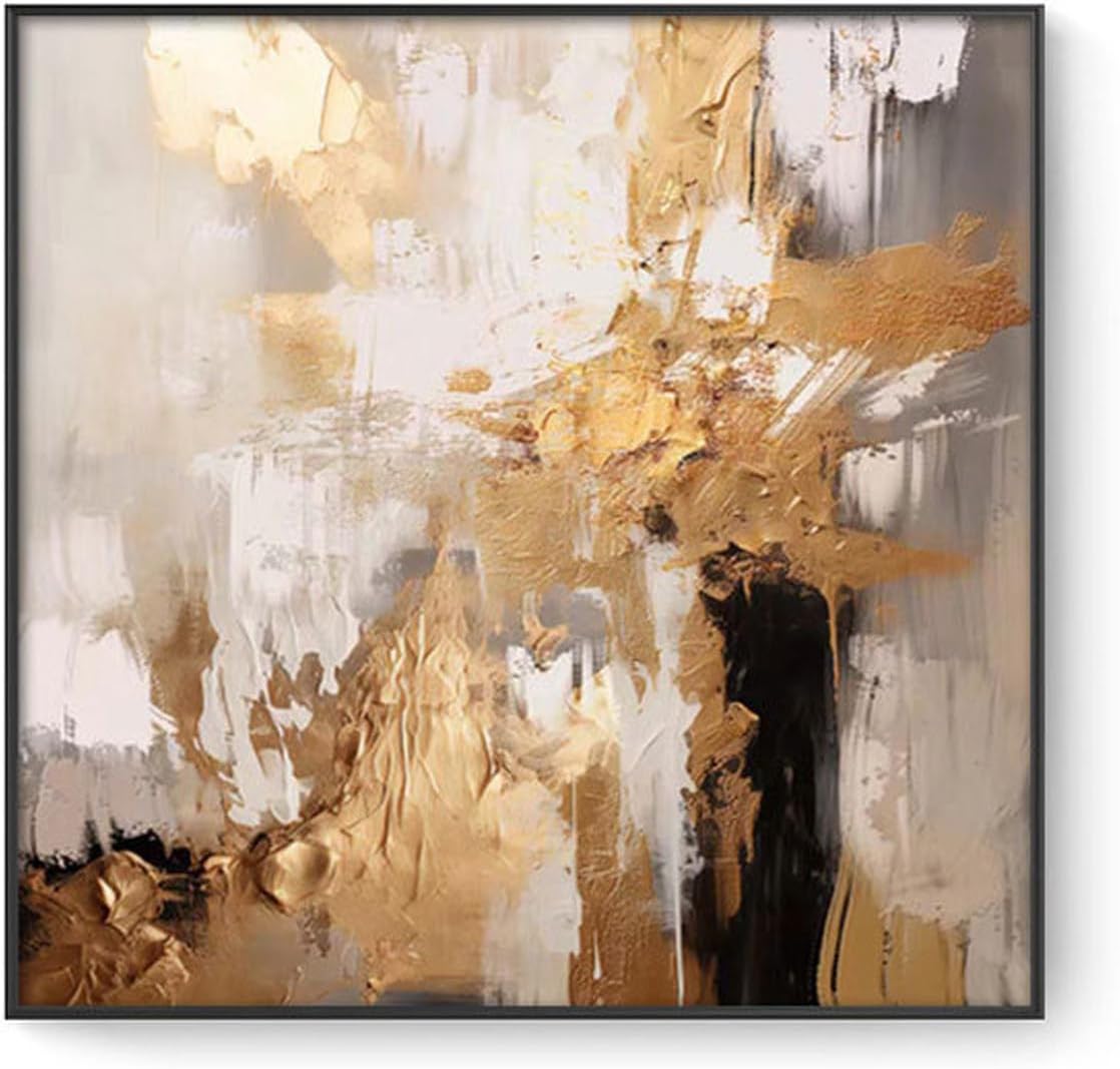 韓国画家 宇宙テーマの油彩画 金色フレーム付き 油絵 星