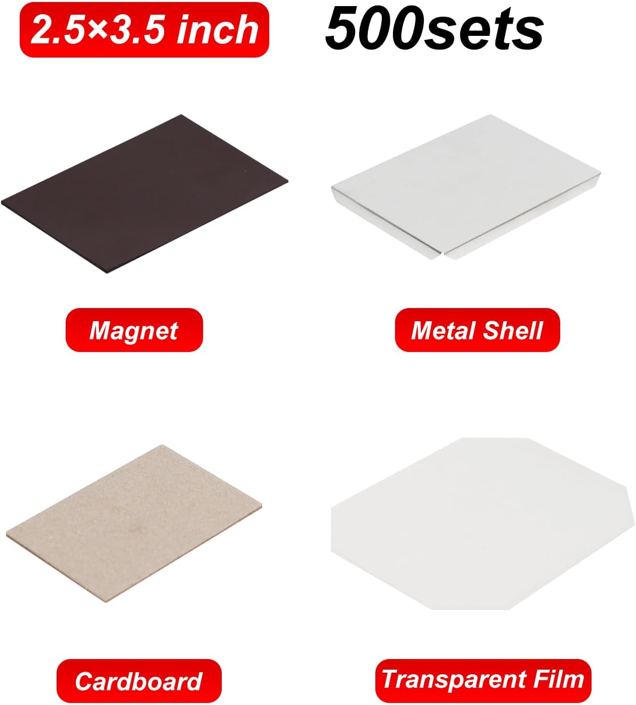 500Sets Square Cardboard Magnet Supplies Suitable for 2.5x3.5inch DIY Photo Fridge Magnet Materials