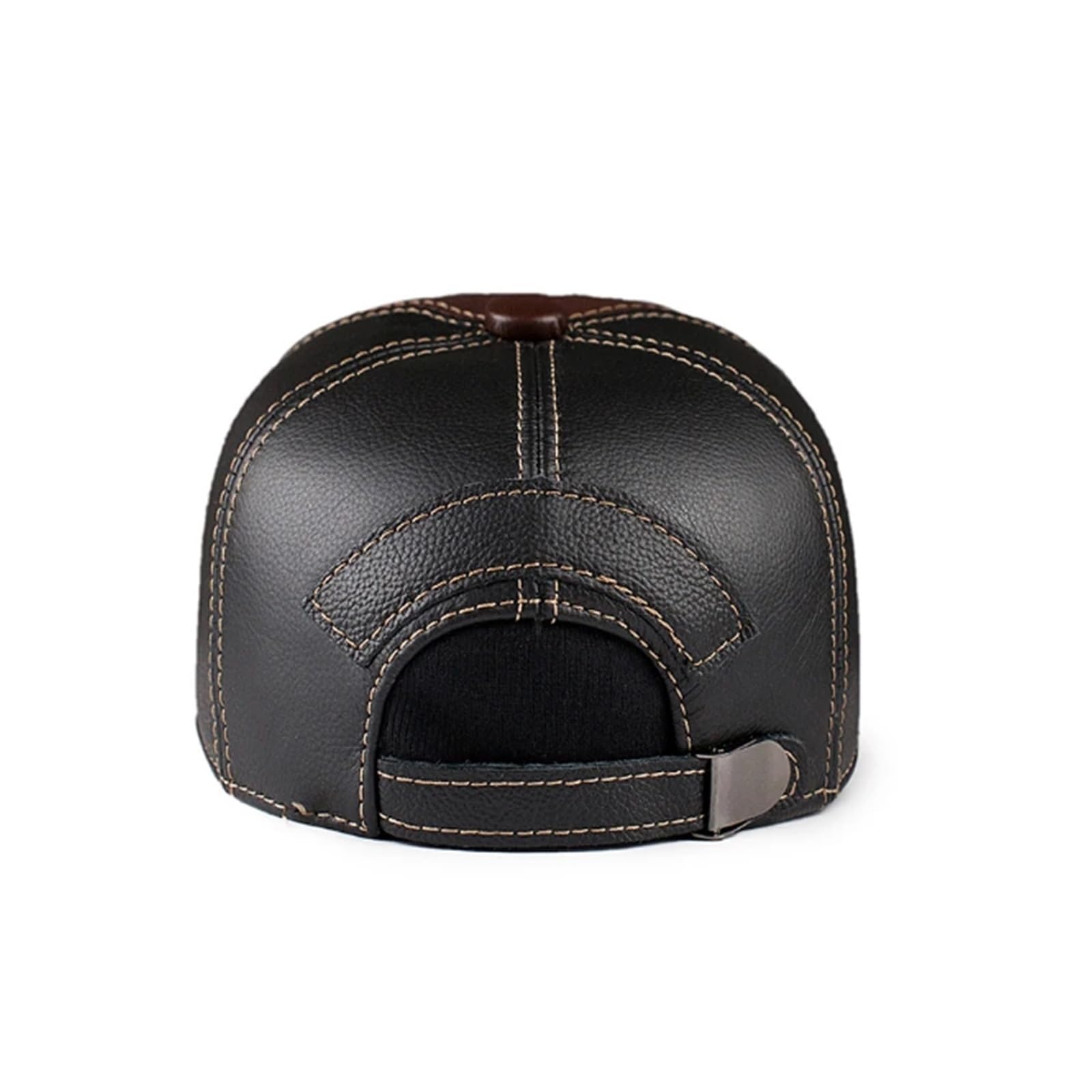 Gorras de béisbol de retales de Cuero Genuino for Hombre, Gorros cálidos de Piel de Vaca de Calidad, con Visera de Golf, Ajustables, 55-60cm, Invierno