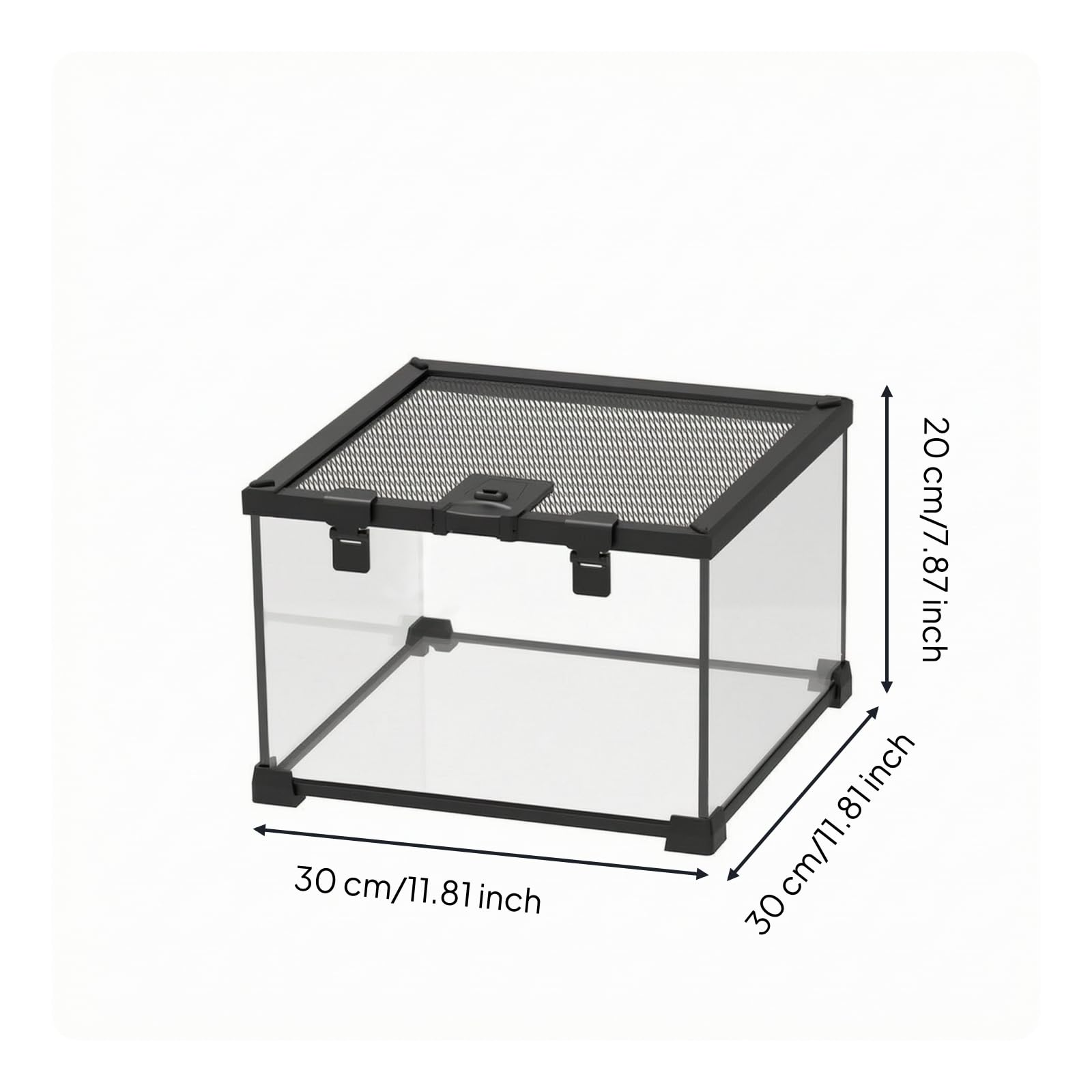 Terrario con Coperchio Ventilato Prova di Sicuro per Casa, 30x30x20cm