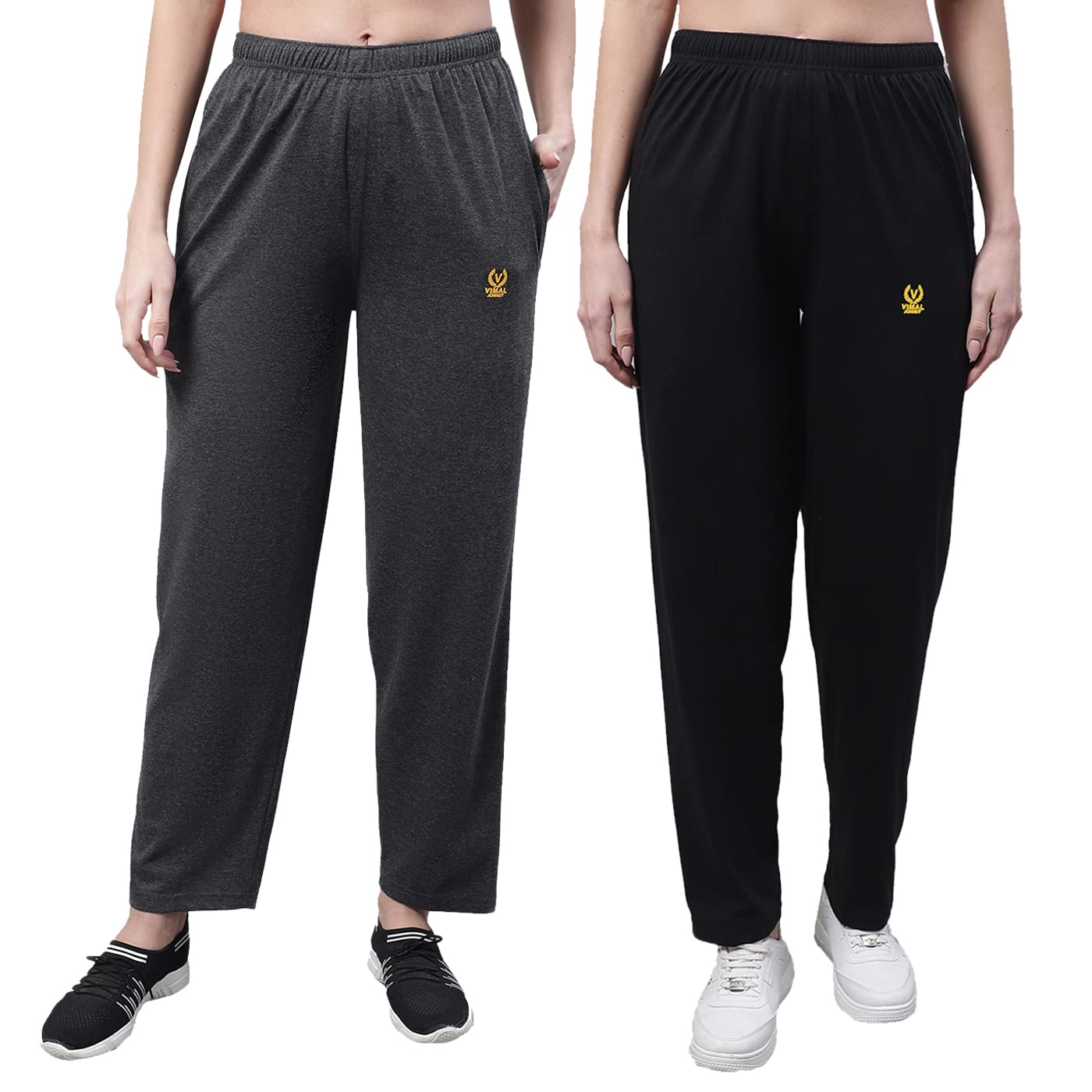 Regular fit Cotton Trackpant for Women (Pack of 2)-D10_ANT_BLK_002-P