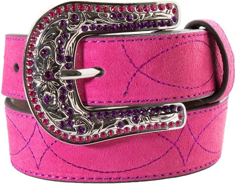 Angel Ranch Western Belt Girls Roughout Floral Hot Pink D130004829