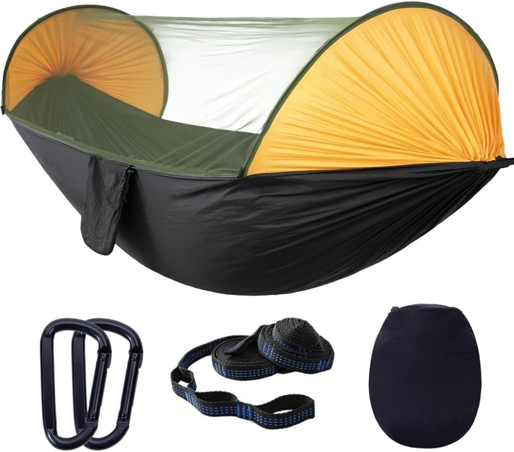 Hammock Double Automatic Quick-Opening Mosquito Net Hammock Camping Outdoor Sunshade Anti-Mosquito Hammock Tent Indoor Swing Hammock Outdoor(Blue)