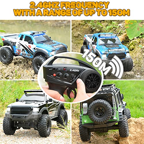 1/10 Rc Crawler Rc Truck 2.4G 4Wd Remote Control Offroad Cars Rc Rock Crawler Rtr Rc Trucks Powerful All Terrain Cars Racing Climber Vehicles With Led Lights 2 Batteries Toy For Kids And Adults #TOP4