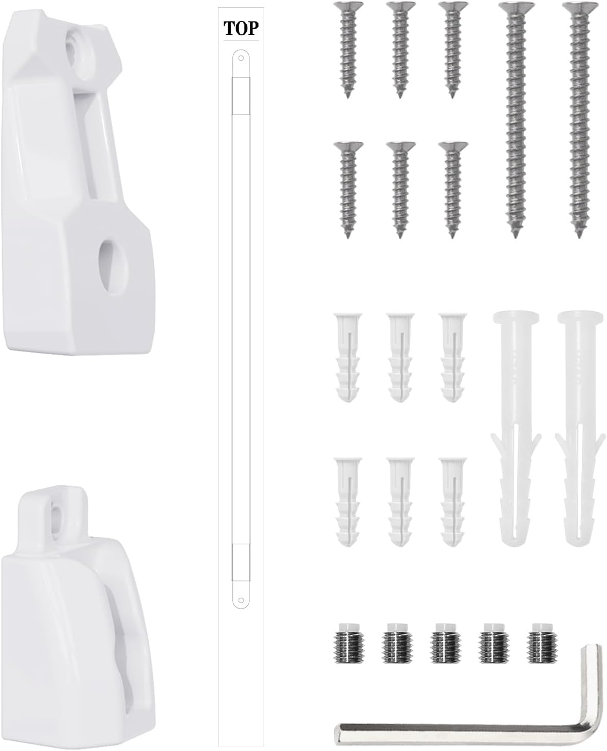 Hole Mounting Kit for Babelio 29.7-46.5" Auto Close Baby/Dog Gate for Stairs, Contains Screws, White