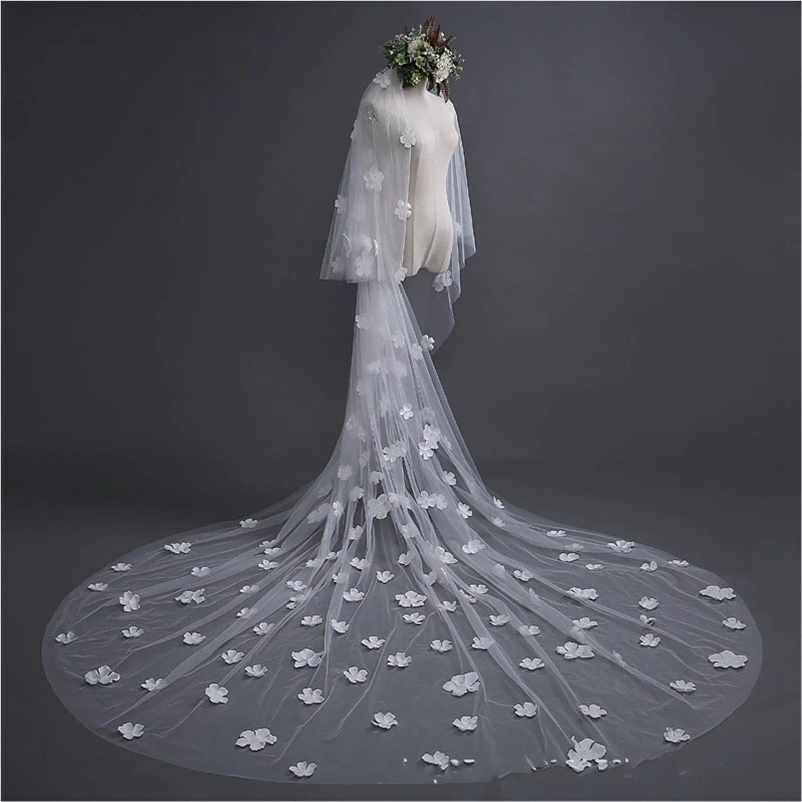 Generisch Neu Braut Schleier 2 Schichten 3D Blume Kathedrale Hochzeit Schleier mit Kamm Tocado