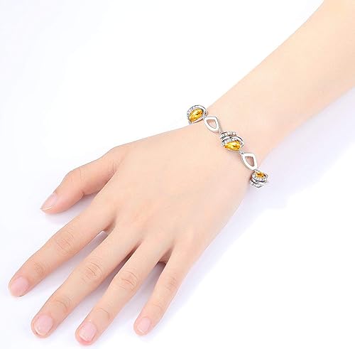 Miniatura 2 de Leafael Wish Stone Link Charm Bracelet with Birthstone Crystals, Rose Gold Plated or Silver-tone, 7"+2"