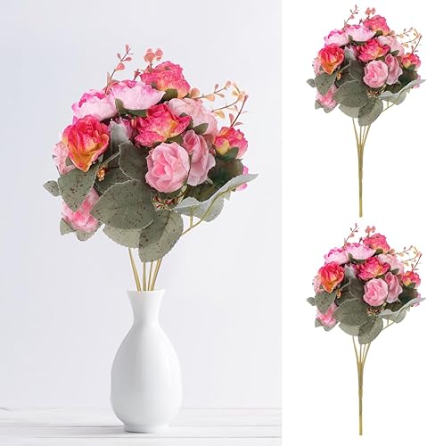 Miniatura 9 de BESPORTBLE 2 centros de mesa de invierno de rosas artificiales para mesa de invierno, decoración de mantel para mesa de rosa, decoración floral de