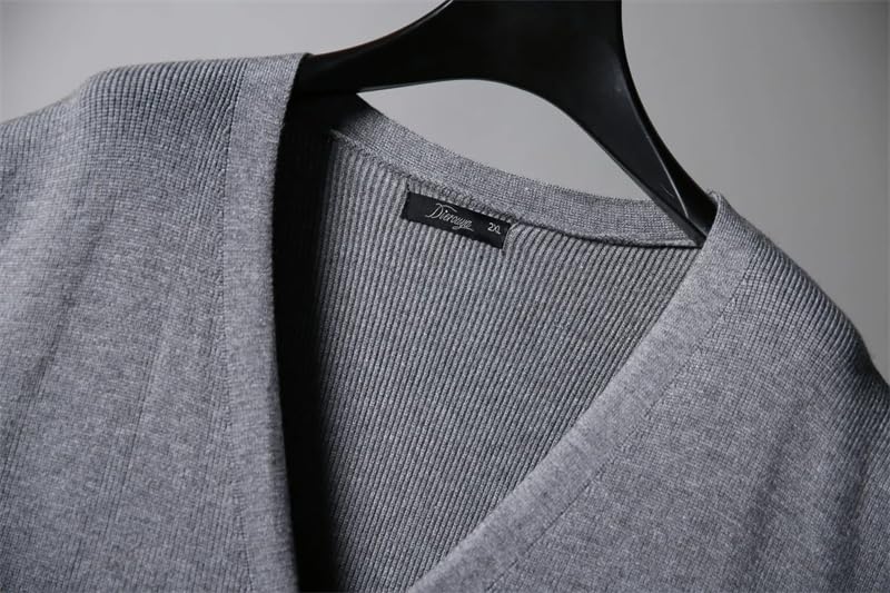Men's Solid V-Neck Knitted Sweater Vest Single-Breasted Casual Loose Cardigan Waistcoat Tops4