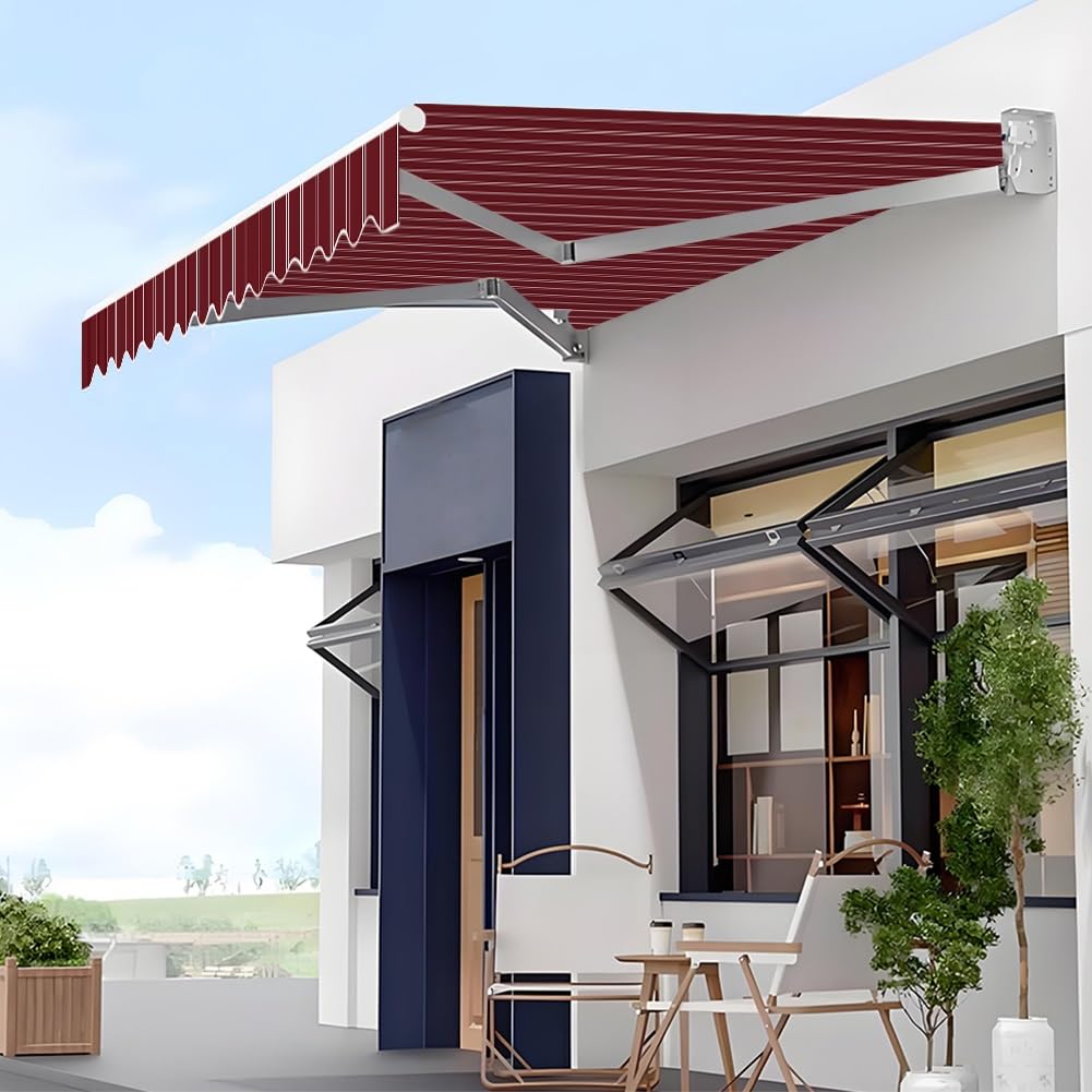 Wysuwana tkanina zastępcza markizy - płócienny pokrowiec na patio na zewnątrz na balkon i podwórko - opcje od 2 m do 3,5 m (bordowy czerwony, 4,5 x 1,50 m)