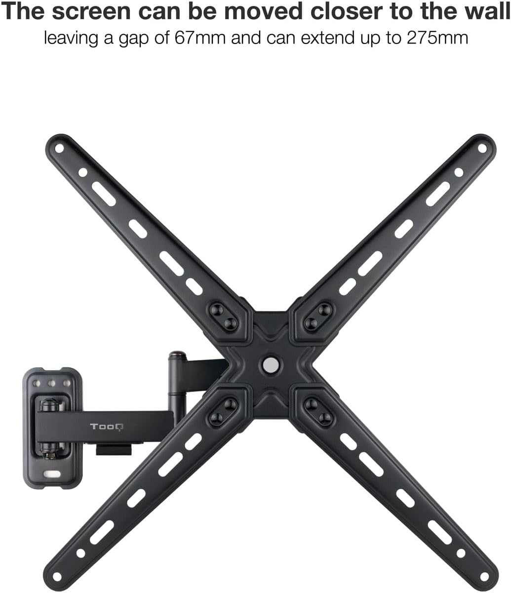 TOOQ LP1356TN-B – Tilting and Swivel Wall Mount for Screens 13 – 55 Inches, Rotary, up to 25 kg Weight, Compatible with Curved Screens, Black