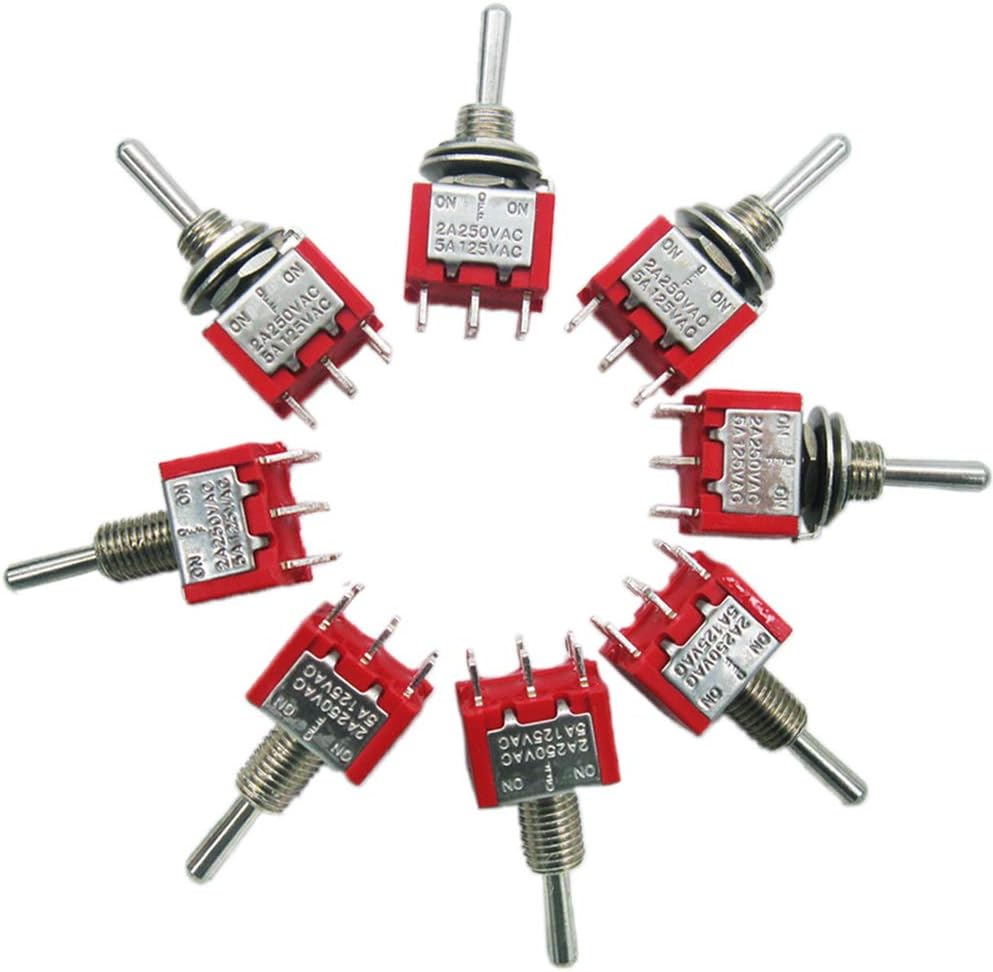 mxuteuk 8Pcs 6 Terminals 3 Position Dpdt Mini Toggle Switch Car Instrument Panel 5A 125V 2A 250V Mts-203 6 Pin On/Off/On