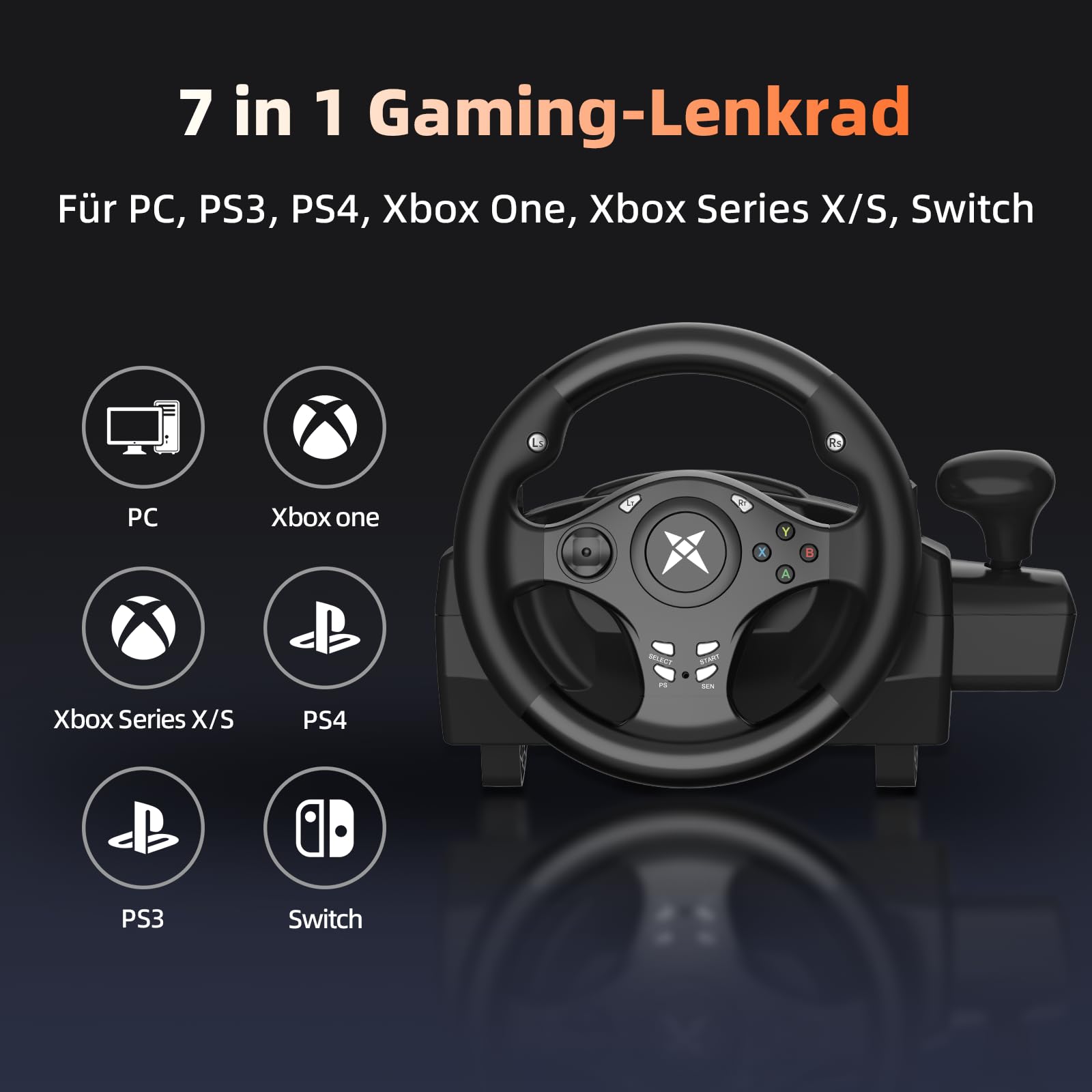 NBCP Volante da Corsa per PC Xbox e PlayStation - Sostegno Feedback - Dettaglio
