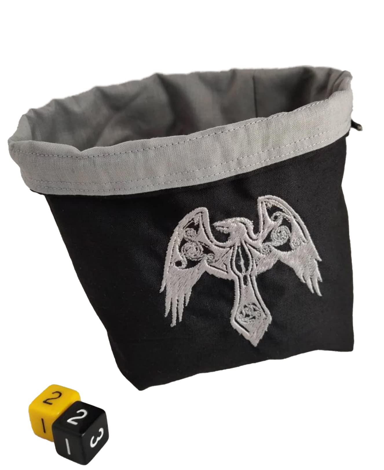 Raven Dice Bag/Reversible Tile Pouch- Crow Dice Bag - Square Bag of Holding - Reversible Freestanding - D&D RPG Bags