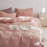 Vista 140 de Luxlovery - Juego de edredón azul neblina, tamaño matrimonial, minimalista, azul polvoriento, edredones de algodón suaves y transpirables, azul