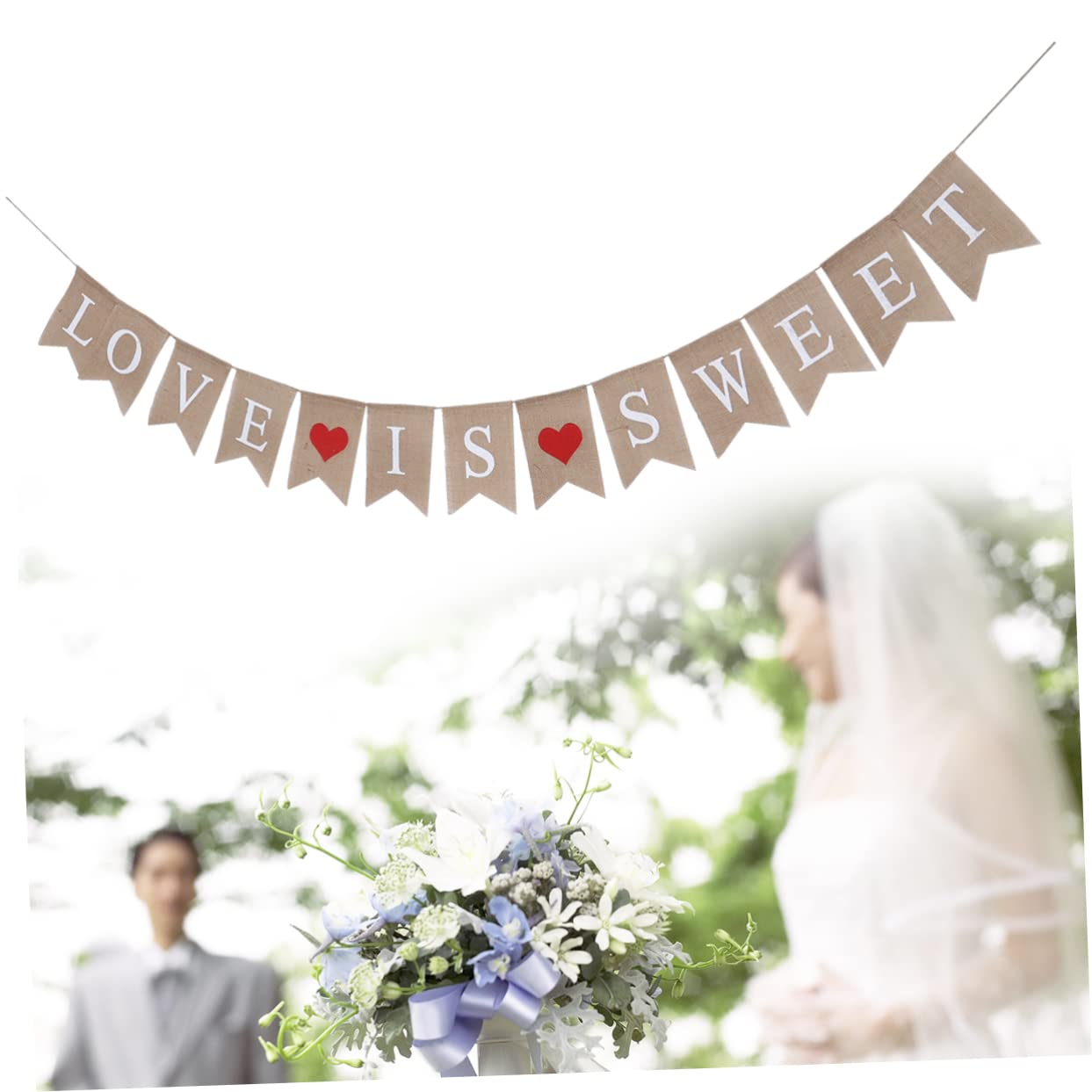 Alipis 3 Stücke 2 8 M Wimpelkette Banner Für Hochzeit Dekorationen Girlande Hochzeit Party Banner Sackleinen Schwalbenschwanz Fahnen Romantische Feier Decor