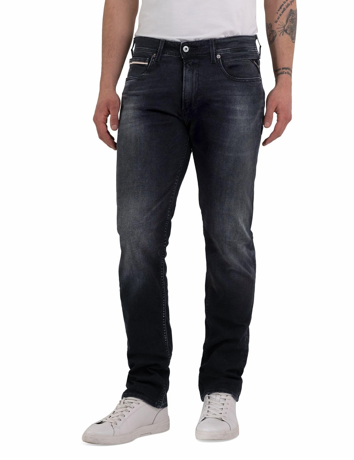 Replay men's jeans with power stretch, gray (Dark Gray 097), 34W / 34L