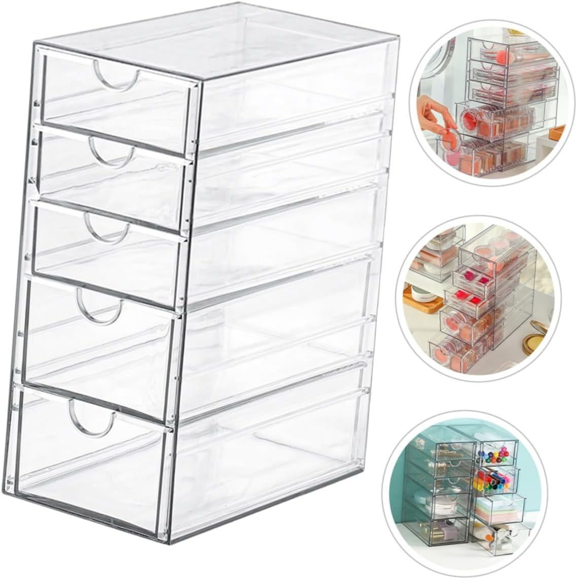 Transparent Drawer Type Storage Case Desktop Organizer Box for Makeup Jewelry Stationery Plastic Multi-compartment Storage Container for Office School Home Sundries