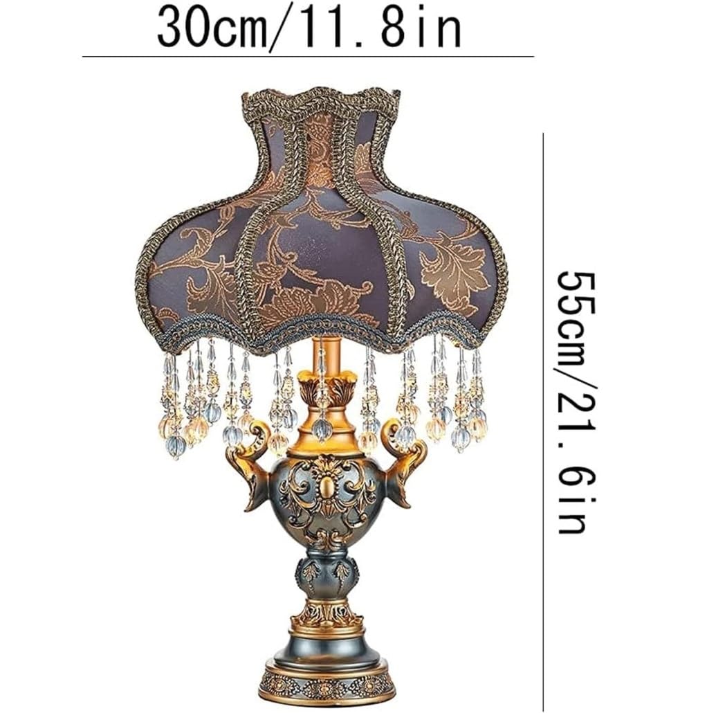 Lampa Stołowa Lampa Stołowa Z Żywicy Lampka Nocna Handwork Tkaniny Abażur Tassel Biurko Włącznik Światła Biurkowa Do Domowego(30cm*55cm)