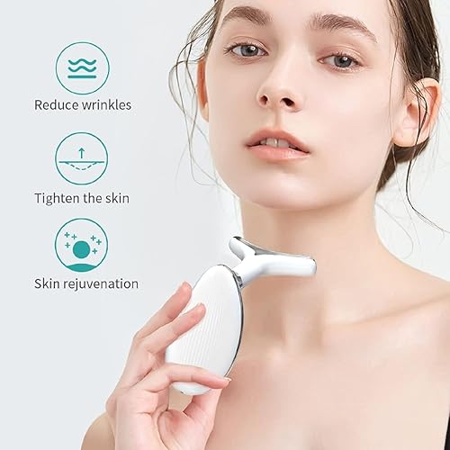 Miniatura 2 de Masajeador facial de cuello, herramienta de eliminación de arrugas reafirmante, masajeador de vibración con 3 modos de color para apretar la piel y