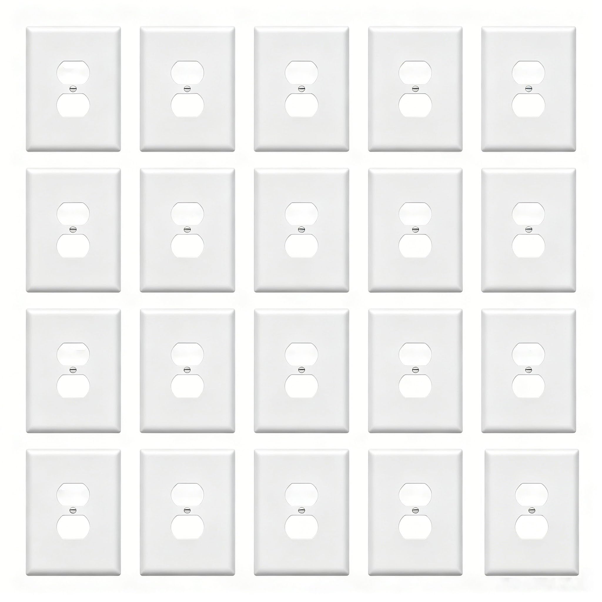 ZEFTV Over-Size Duplex Outlet Cover Wall Plates 1-Gang 5.5" x 3.5" Switch Outlet Electrical Cover Plate Unbreakable Thermoplastic Faceplate for Light Receptacle Outlet Switch, White (20 Pack)