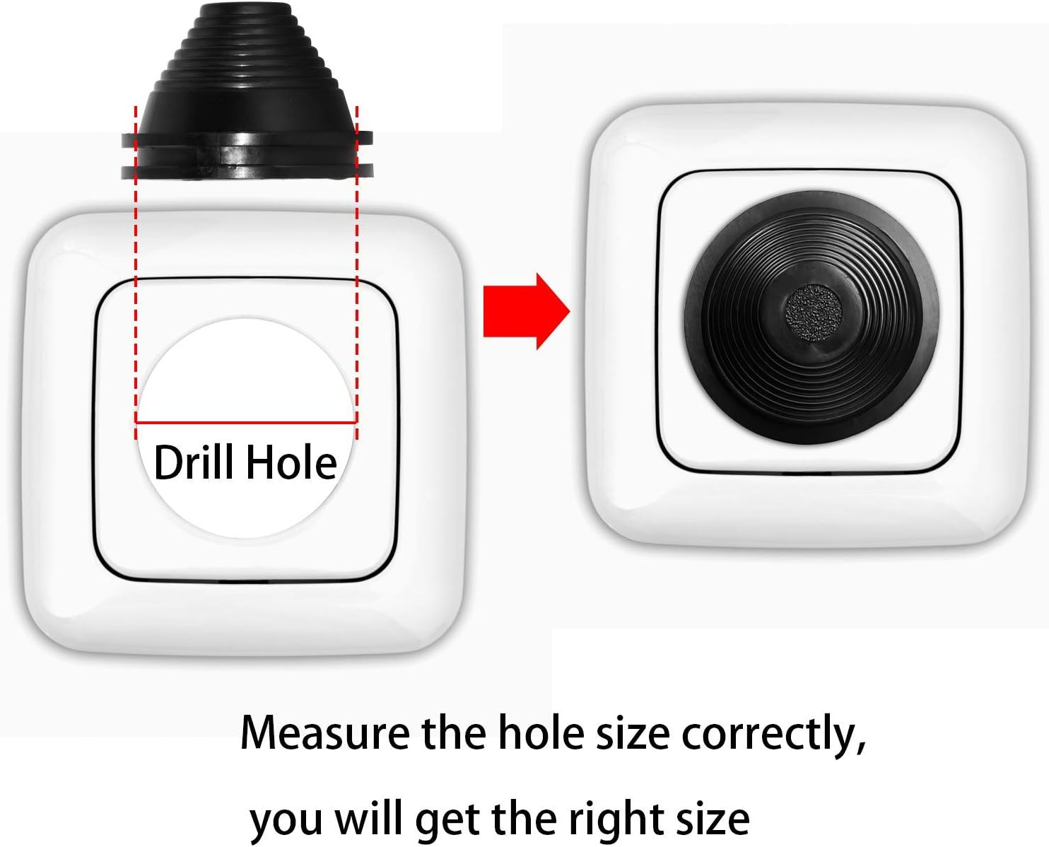 Flyshop 2-3/8", 60mm Drill Hole Tower Shaped Grommet, 2", 50mm ID Durable Synthetic Rubber Grommet Black Rubber Cable Grommet Wire Protection, 4PCS