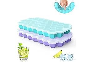 Upgrade Ice Cube Trays - 76 Cubes, Flexible Silicone Ice Trays with Lid