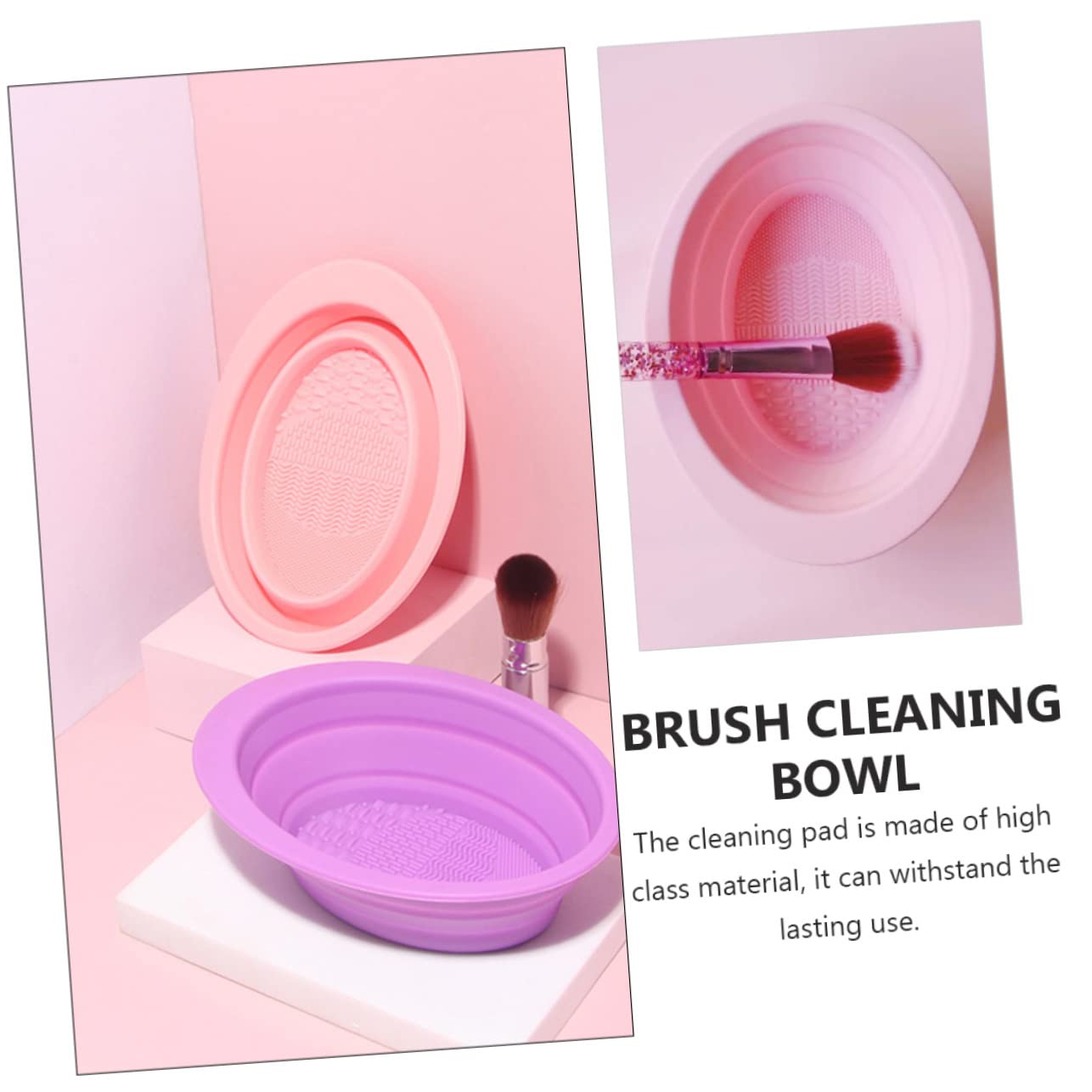 minkissy 3 Pezzi Di Pennelli Per Il Trucco in Silicone Ciotola Pieghevole Portatile Piastra Per La Pulizia Dei Pennelli Per Il Trucco Compatta E Versatile Per Salone E Casa