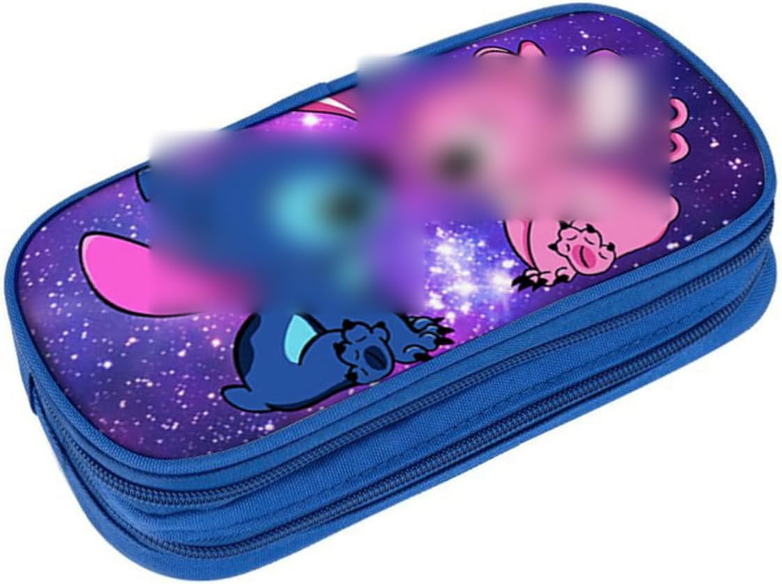 BSNRDX Pencil Case Big Capacity 2 Compartments Expandable Pen Bag Cartoon Pencil Case Stationary Supplies with Zippers High College School Office for Girls Boys Students